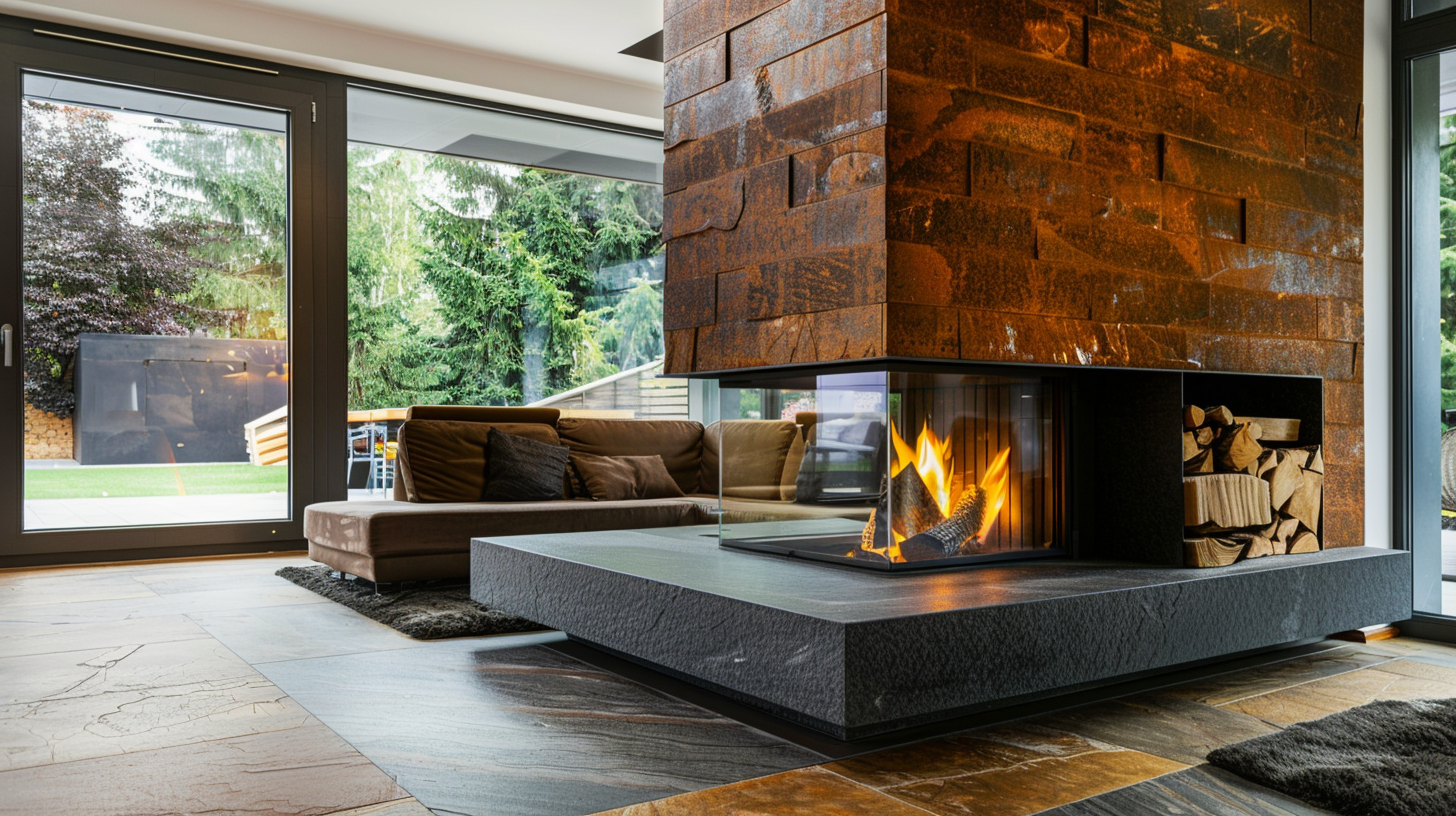 Тристранна газова камина